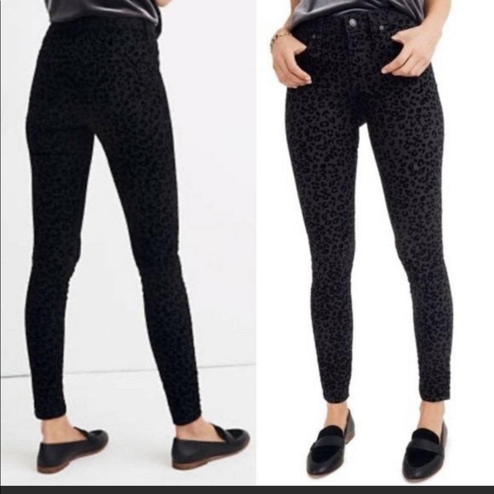 NWT Madewell Flocked Leopard Print Skinny Jeans